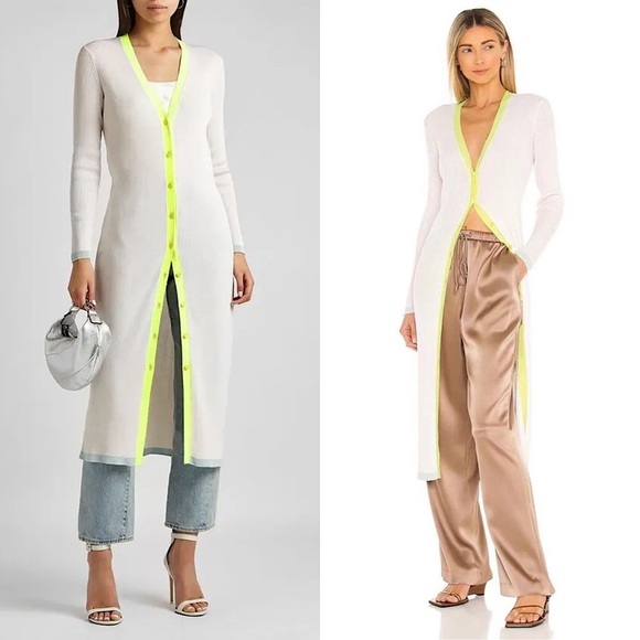 Alice + Olivia Dresses & Skirts - ALICE OLIVIA Rib Knit Button Front Y2K Slim Cardigan Duster Sweater Dress Small